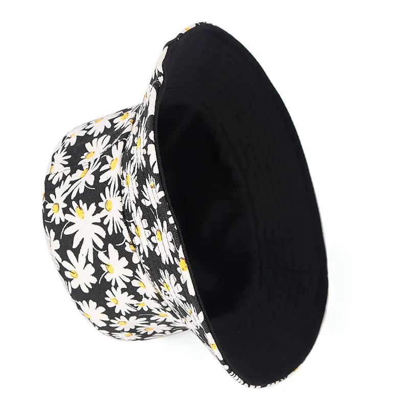 Панама унисекс двусторонняя с принтом ромашек летняя 2020 | Аксессуары для одежды