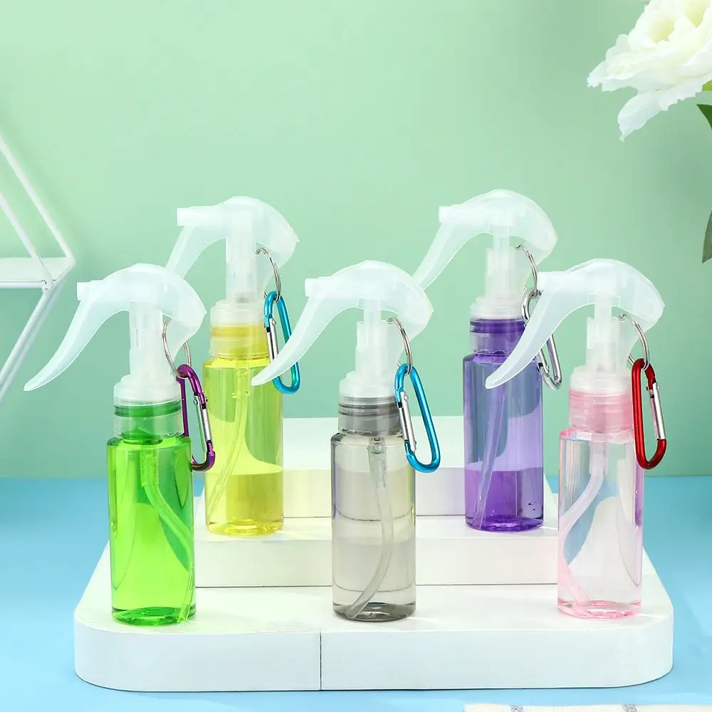 

1PC 60ML Empty Spray Bottle with Carabiner Hook Transparent Trigger Refillable Container Hairdressing Makeup Travel Accessories