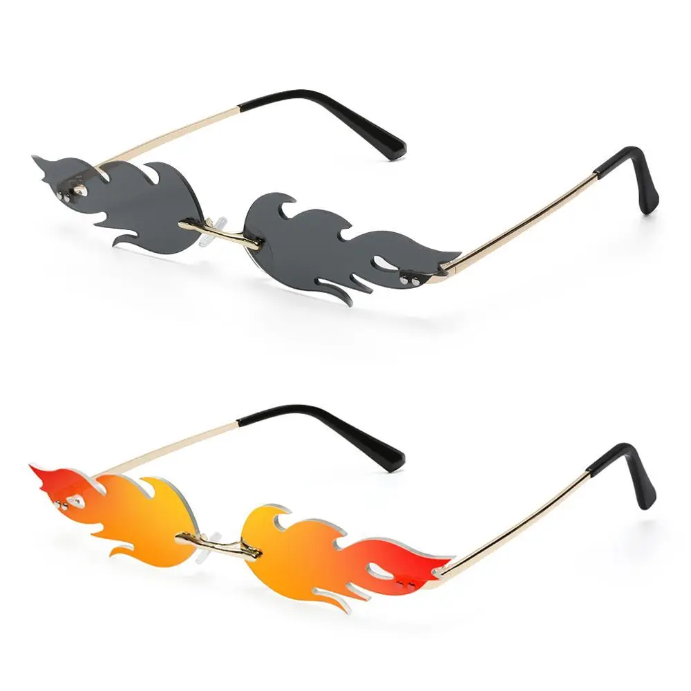 

Women Men Eyewear Narrow Sunglasses Trending Rimless Wave Sun Glasses Fashion Sunglasses Fire Flame