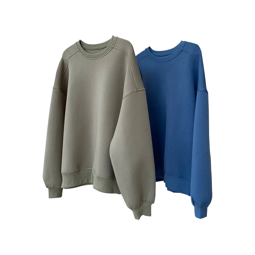 

TVVOVVIN Spring New Simple Casual O-neck Pullover Tops Loose Blue Oversize Female All-match Sweatshirt X4BI