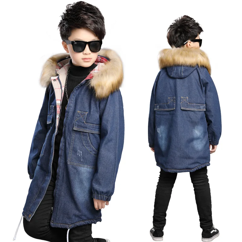 От 6 до 15 лет куртка для маленьких мальчиков зимние куртки малышей джинсовое