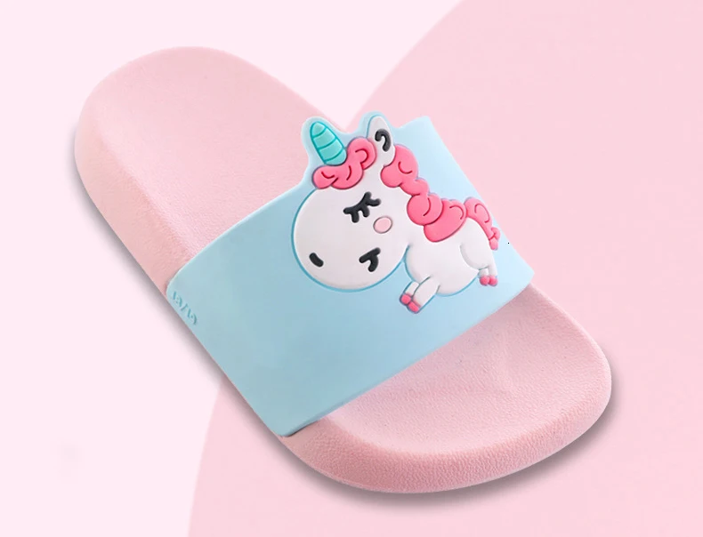 Kids Slippers for Boy Girl Rainbow Shoes Summer Toddler Animal Kids Indoor Baby Slippers PVC Cartoon Slippers