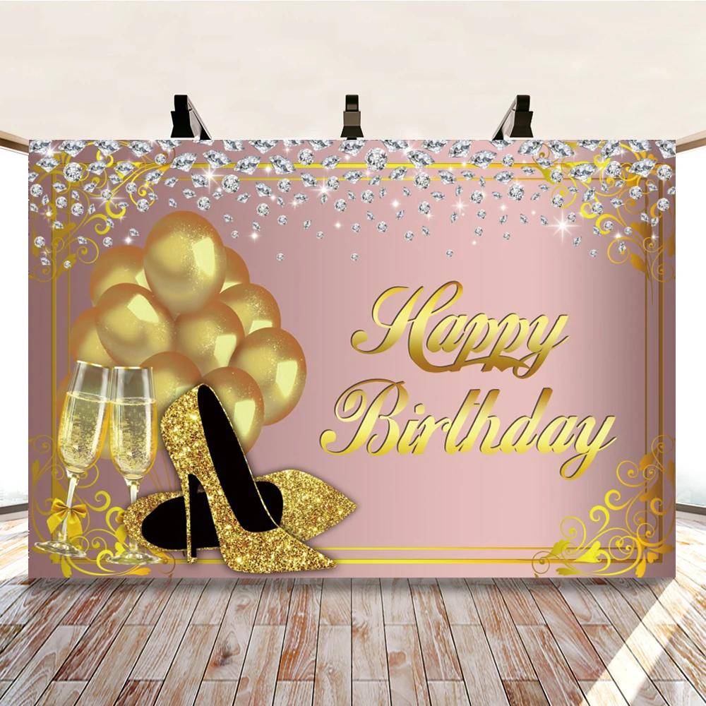 

Yeele Birthday Ballon Glitters Diamond Light Bokeh Champagne Photography Backdrop Photographic Backgrounds For Photo Studio