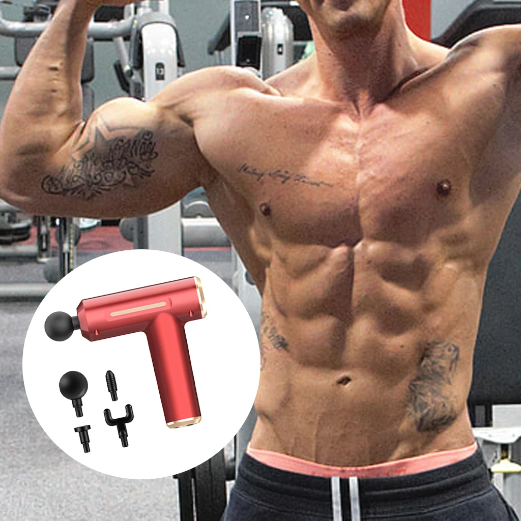 저렴한 전기 핸드 헬드 휴대용 마사지 총 조용한 4 머리 충전식 도구 근육 목 뒤로 운동 선수 바디 홈 체육관 사무실