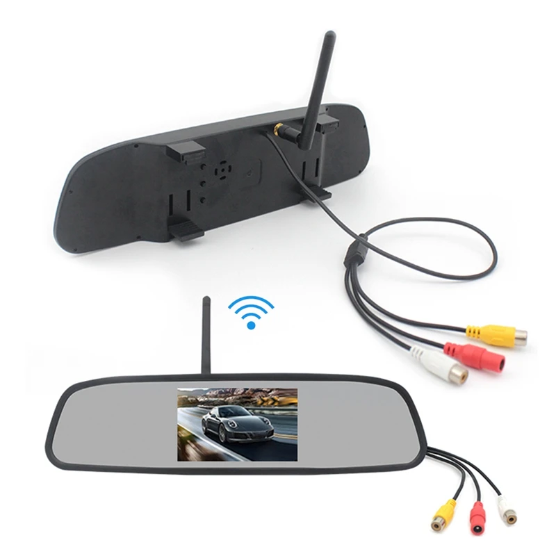 

4.3inch HD 800X480 Car Wireless Wifi Video Player Rear View Mirror with License Plate Night Vision Reverse Backup Camera