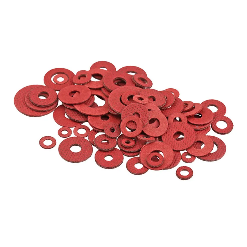 

200pcs Fiber Washer Insulating Paper Red Washers Assortment Fiber Flat M2 M3 M4 M5 M6 M8