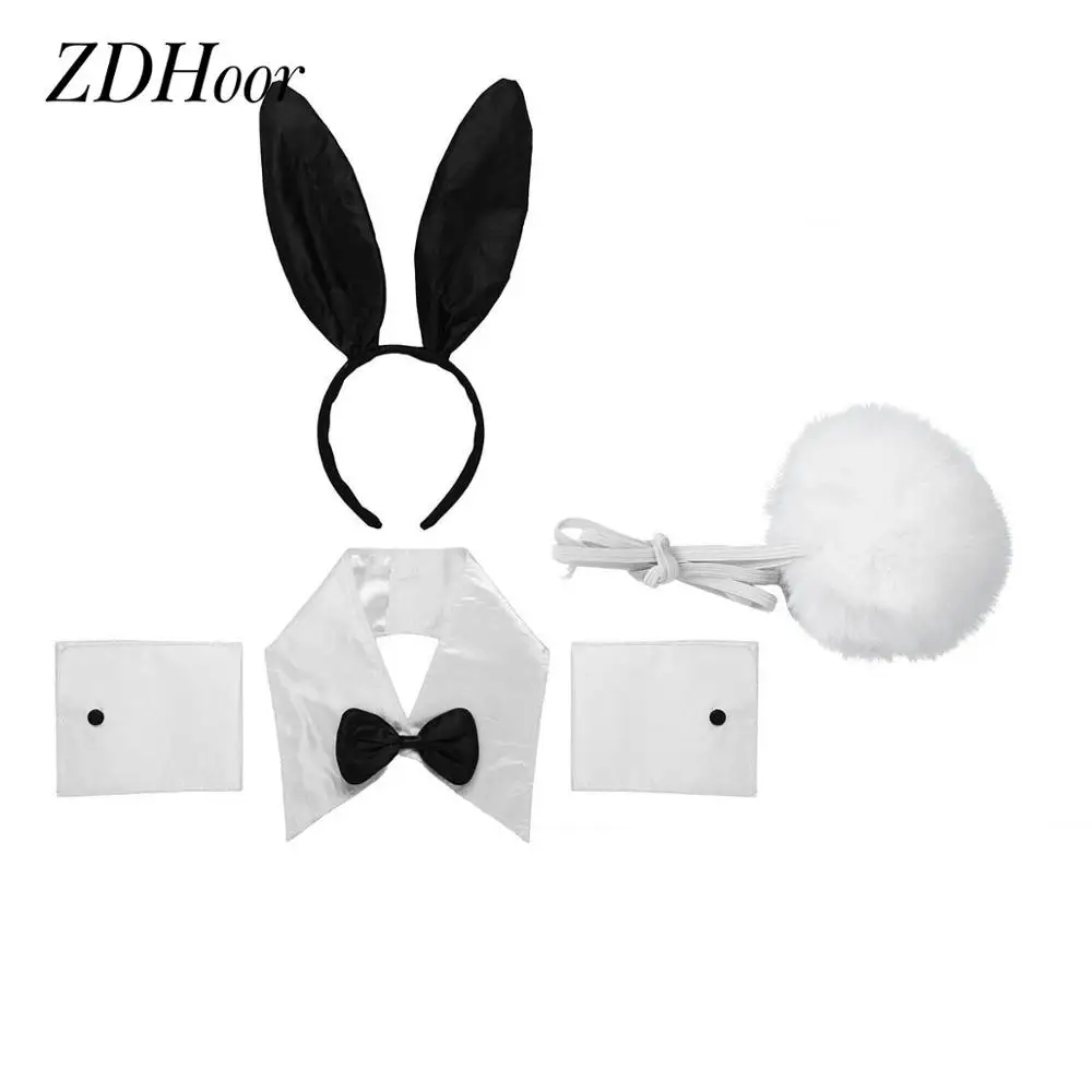 

Women Sexy Cosplay Lingerie Set Clubwear Anime Bunny Girl Role Play Costume Naughty Rabbit Ear Hair Band with Animal Tail Outfit