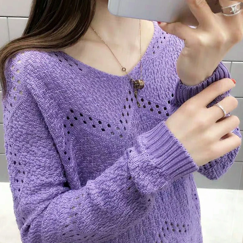 Spring 2021 New Fashion Knitted Women Sweater Long Sleeve V-neck Elegant Clothing Sweaters And Pullovers 5456 50 | Женская одежда