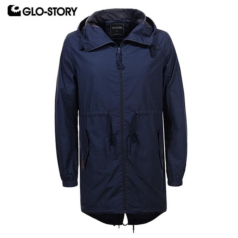 GLO STORY 2020 Мужская Уличная одежда повседневный Хлопковый тренч с капюшоном мужская