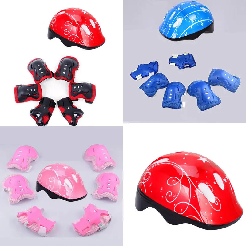 7 Pcs Knee Brace Skating Protective Gear Set Wrist Guard Elbow Pad Bicycle Skateboard Ice Roller Protector Kid|Налокотники и