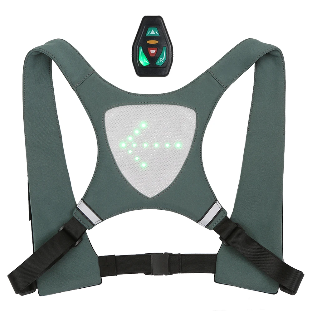 

LED Wireless cycling vest Bicycle Reflective Warning Vests with LED Turn Signal Light Remote Control Safety Bag