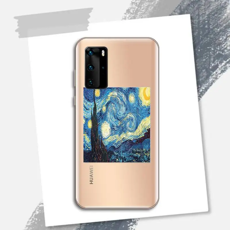 

Art Aesthetic Vincent Van Gogh Starry Night Phone Case Transparent for Huawei P honor 8 10i 20 30 40 smart 2019