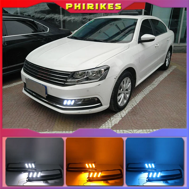 

1 светодиодный светодиодных дневных ходовых огней DRL для Volkswagen VW Lavida 2015-2017 с желтым сигнальсветильник сигналом Trun, синяя Ночная лампа