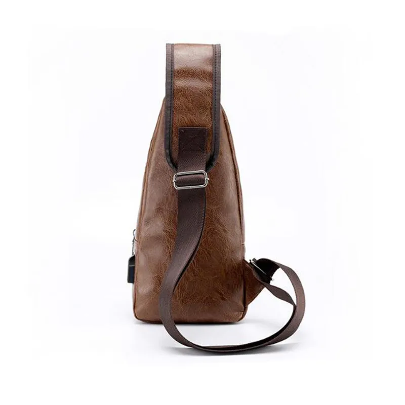 

Men's USB Chest Bag Designer Men's Messenger Crossbody package PU Leather Shoulder Bags Diagonal Package Travel Chest Bag
