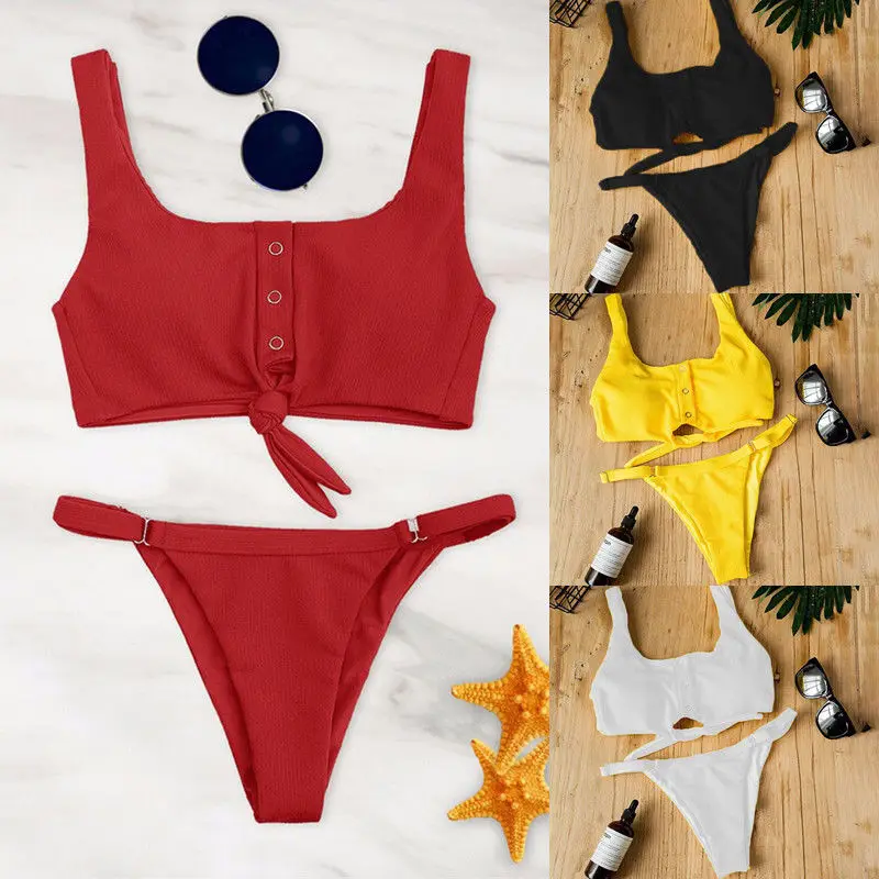 

Solid Color Bikini Women Swimwear Sexy Swimsuit Push up Padded Bra Triangle Bathing Beachwear Summer Bathing Suit