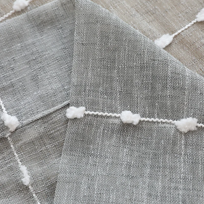 Grey Nordic Linen Screens Curtain Vertical Stripes With Cotton Ball Tulle for Living Room Cortinas Rideaux S230&ampC | Дом и сад