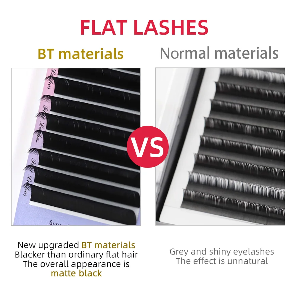 AGUUD ellipse flat False Eyelash Extension natural soft Split-tips flat lash extension ellipse individual Faux Mink Flat Lashes
