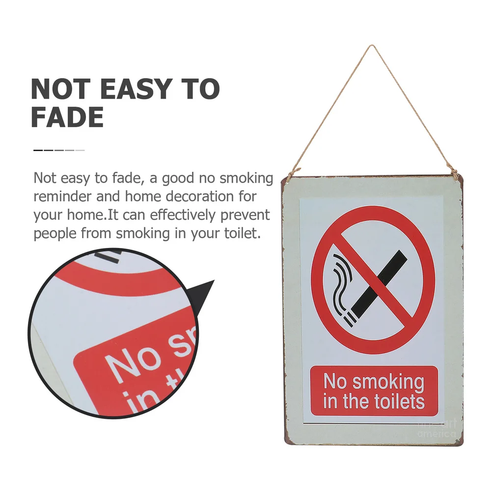 

1Pc Creative Toilet Smoking Warning Sign Decorative Smoking Iron Doorplate