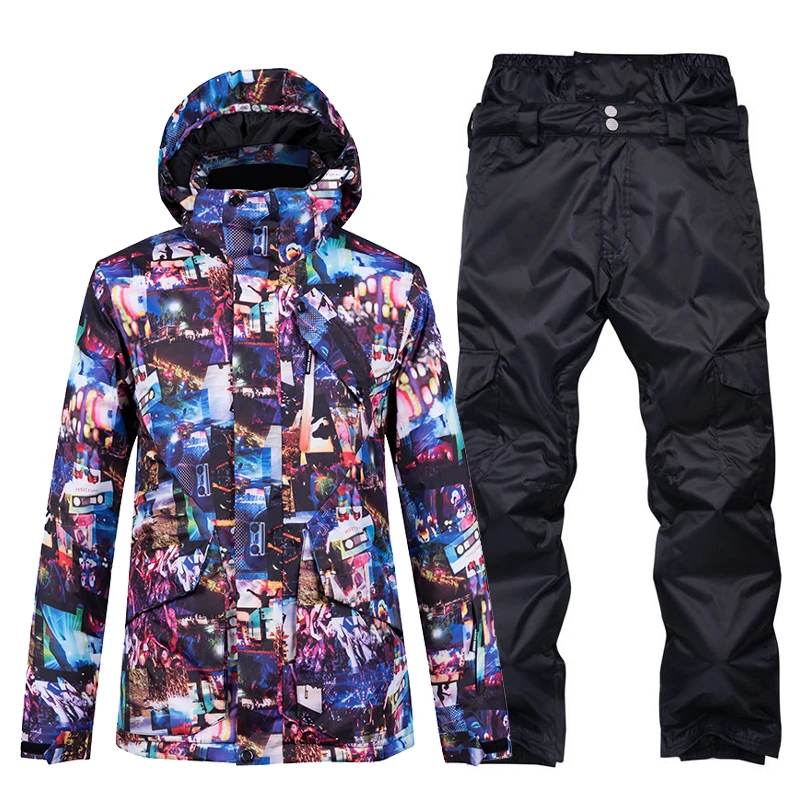 Модный Красочный мужской зимний костюм для зимнего сезона одежда сноуборда