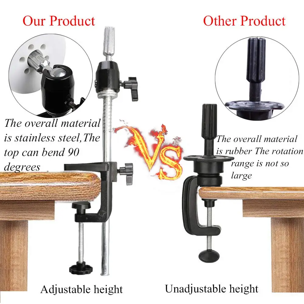 

Alileader Table Clamp Holder For Mannequin Manikin Training Head Wig Holder Stand Stainless Steel Wig Stand Table Clamp Holder