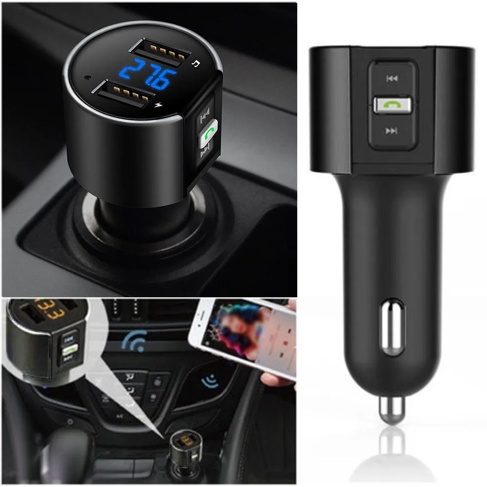 

Автомобильный Bluetooth-трансмиттер, аудиомодулятор с двумя USB-портами, быстрое автомобильное зарядное устройство, автомобильный комплект гром...