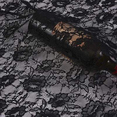 Стрейчевая цветочная вышивка на кружевной ткани из нейлона с лайкрой и мешком для платья, свадебного занавеса черного, белого, темно-синего и красного цветов за метр.