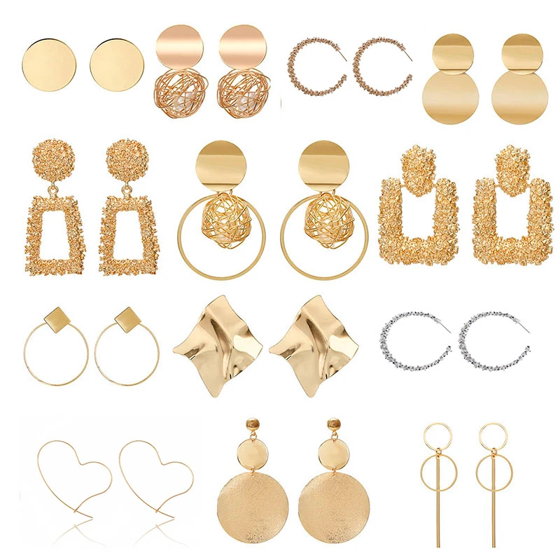 Модные Подвесные серьги 2019 большие геометрические для женщин висячие в форме