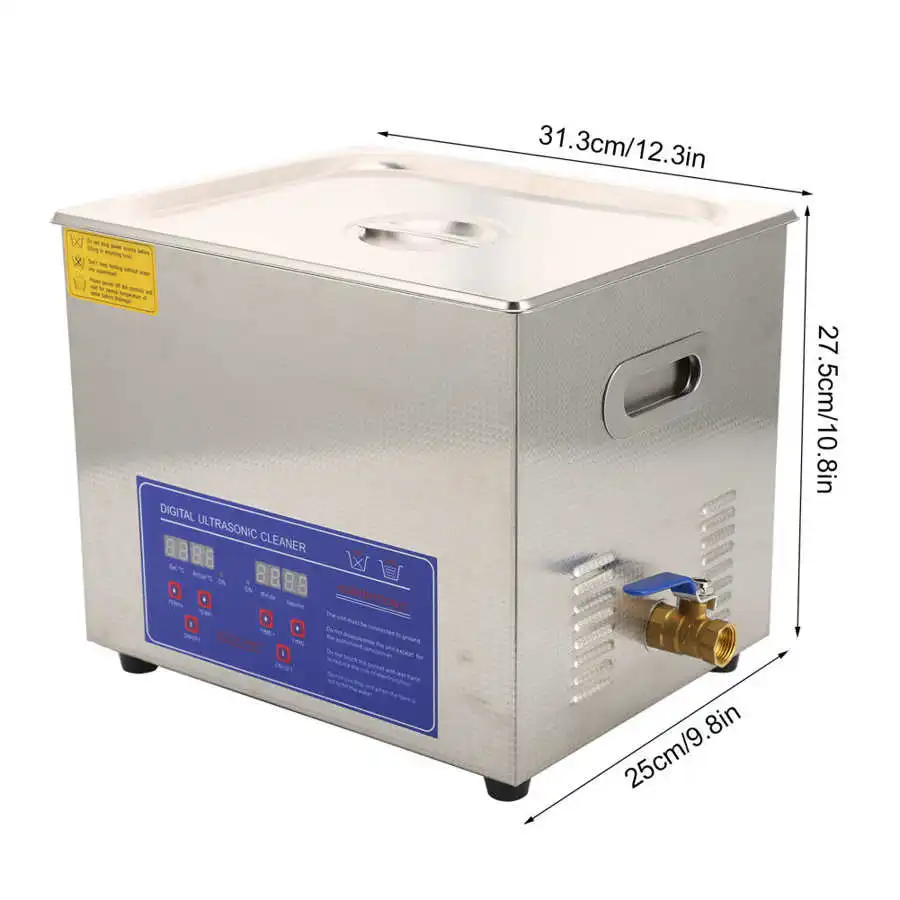 

10L Stainless Steel Digital Ultrasonic Cleaner 240W Bath Industry Heated Ultra Sonic Cleaning Machine with Timer Local Shipping