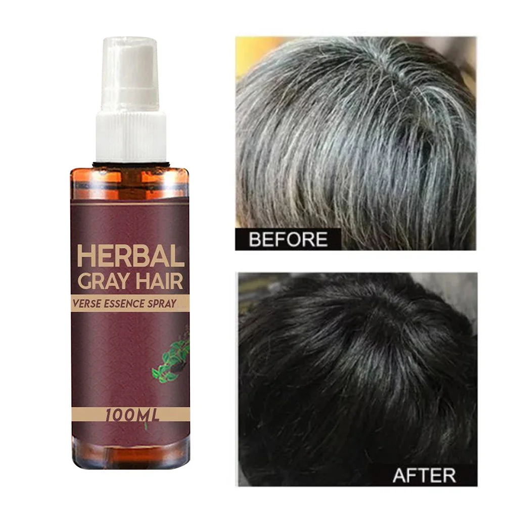 

Hair Darkening Spray Herbal Hair Care Serum Blacken Hair Reduce Gray Hair Scalp Nourish Spray for Men Women Black Hair Serum