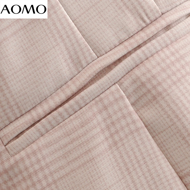 

AOMO 2020 women plaid blazer female long sleeve elegant jacket ladies work wear blazer formal suits DA28A