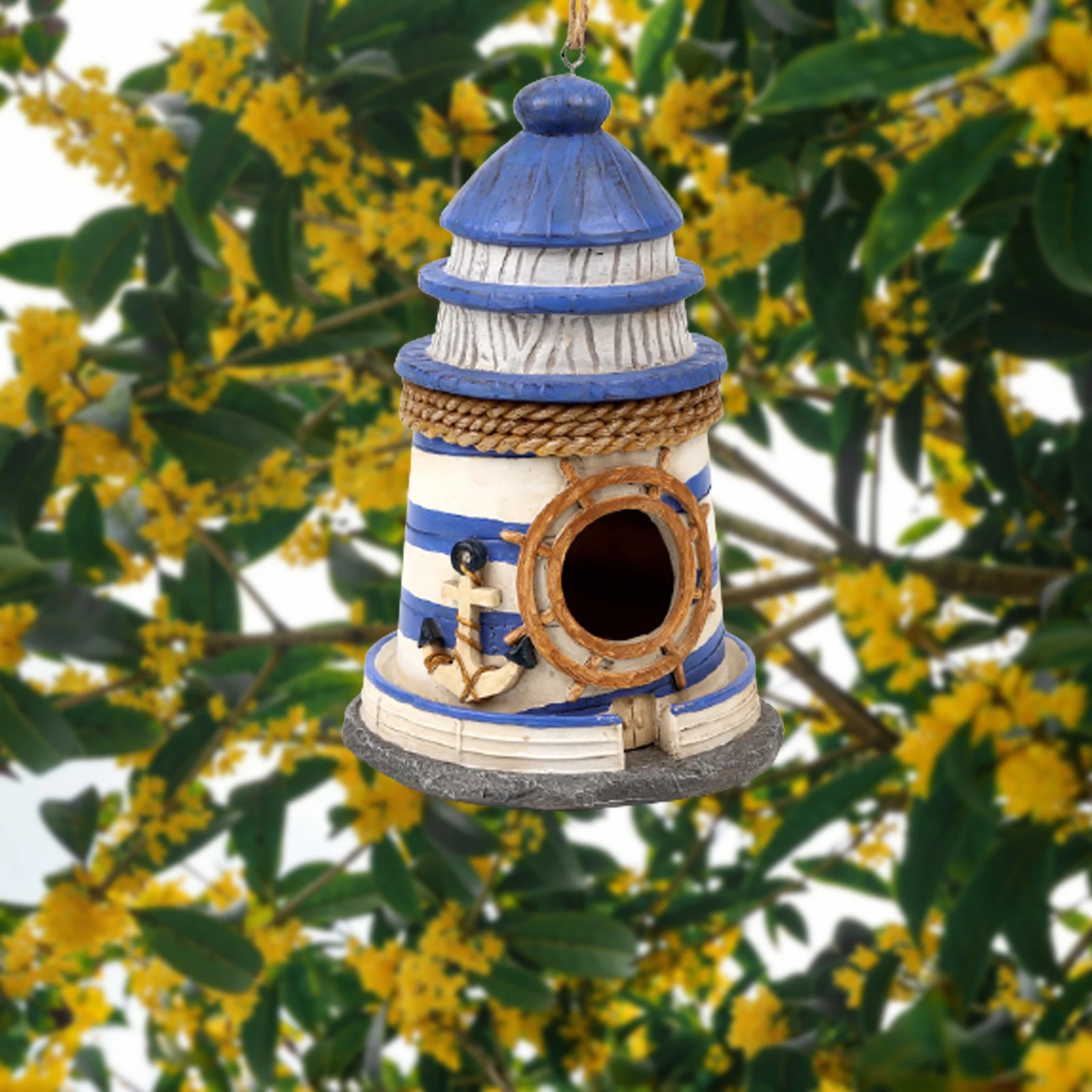 

Hanging Bird House Decorative Garden Country Resin Humming Bird Shelter House Condo for Tree LKS99