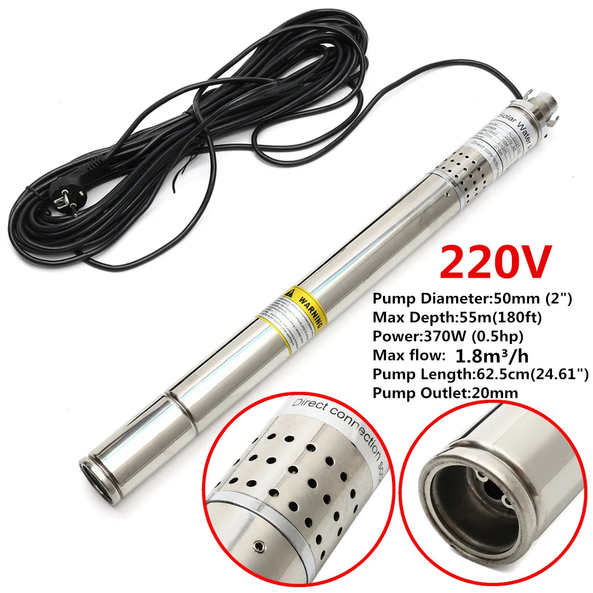 

50mm Submersible Bore 0.5 HPdeep well submersible water pump deep well water pump 220V AC 2 inch submersible pump home garden