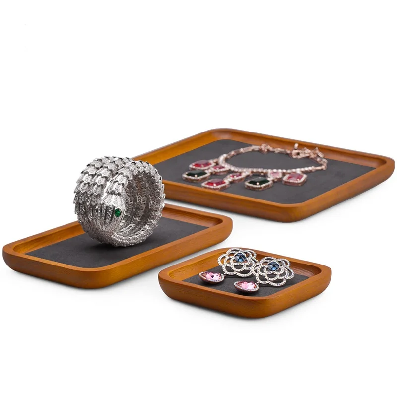 Oirlv Wooden Ring Tray Necklace Tray Earrings Brooch Bracelet Bangle Tray Jewelry Display Tray Jewelry Organizer