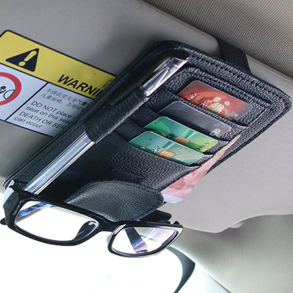 

PU Car Sun Visor Pocket Organizer Pouch Bag Card EyeGlasses Storage Holder Car Accessories Interior Storage Bag