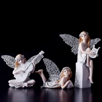 european style violin angel flower fairy sculpture childrens room decoration cartoon cute girl character figurine birthday gift