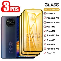 3PCS Protective Glass For Xiaomi Poco Pro NFC Full Cover Tempered Glass Screen Protector Film Case
