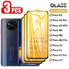 9D 3 шт. Защитное стекло для Xiaomi Poco X3 Pro NFC F3 M3 M4 F2 полное покрытие Закаленное стекло Защитная пленка для экрана чехол