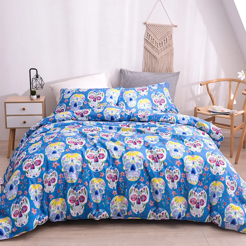 

Creative Wind Chime Duvet Cover Pillowcase Bedding Set for Girls Dream Catcher Quilt Cover Bedclothes Punk Skull Comforter Cover