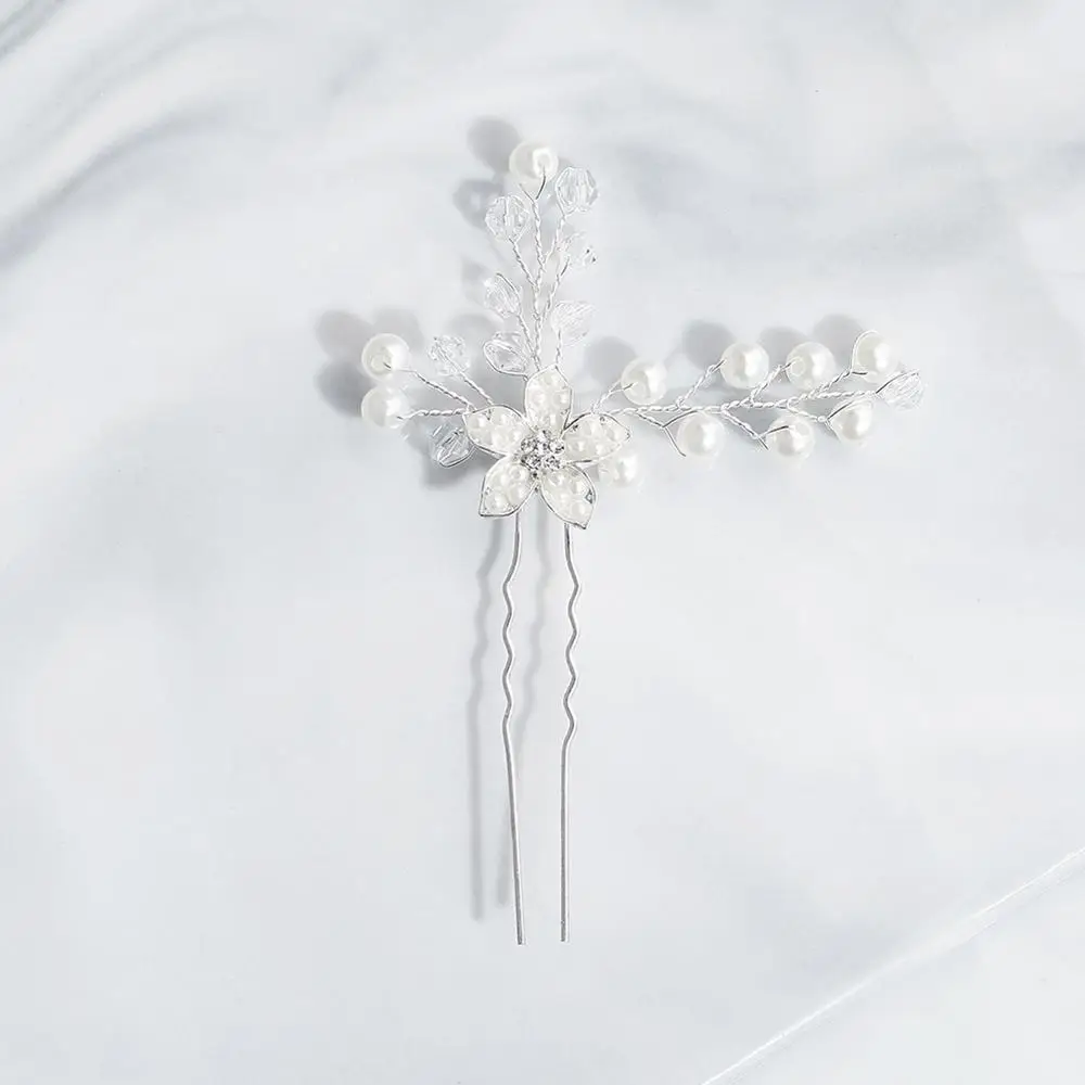 Новинка свадебные шпильки для волос ручной работы с белыми цветами и серебряными