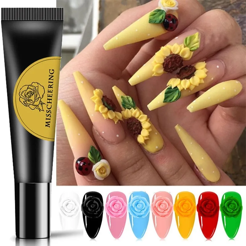 

8 Color Nail Gel Polish 3D Modeling Carved Gel Glue Flowers Painting UV Gel Varnish Nail Art Polish Varnish Manicure Decoration