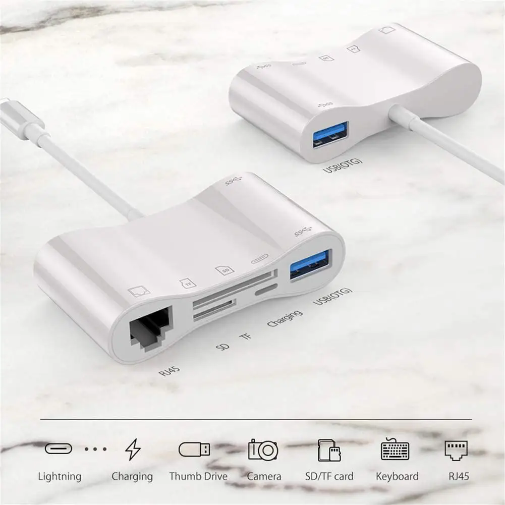 

For iPhone Ethernet Adapter RJ45 Wired Network Cable USB Camera Reader Overseas Compact for iphone/ipad