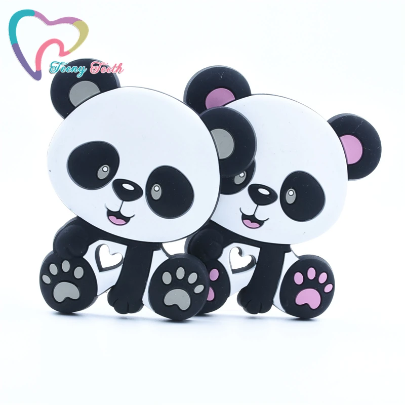 Mordedor de silicona sin BPA para beb&eacute;, juguete de dibujos animados de Panda, venta al por mayor, 6-9 meses, 20 Uds.-0