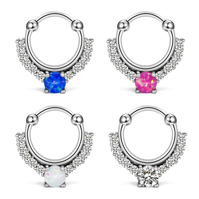 Кольцо для носа с опаловым покрытием обруч завитка ушной раковины 16 г серьги