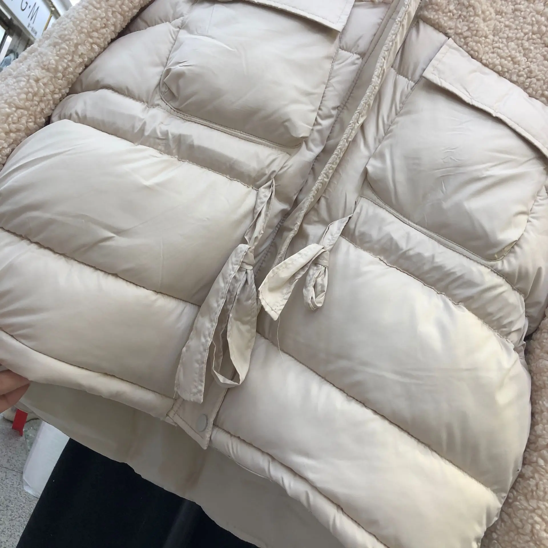 Neploe Femme Harajuku парка со стоячим воротником Зимняя Толстая теплая куртка для женщин из овечьей шерсти на молнии с кулиской хлопковое пальто 55109