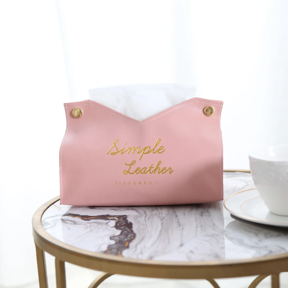 Hot Container Towel Napkin Tissue Holder Ins Nordic Leather Box Paper Dispenser Case for Office Home Decor |