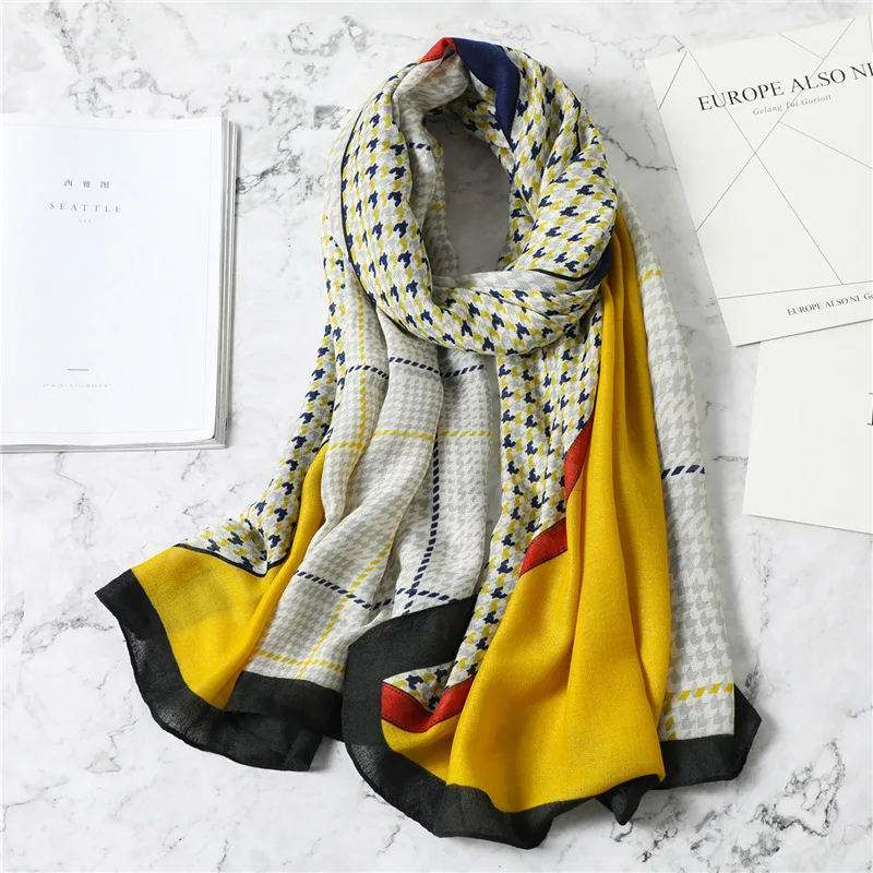 

New European and American Street Classic Letter Pattern Scarf Decoration Cotton Custom Scarf Long Shawl Female Travel Warm Scarf