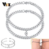 vnox cuban chain bracelets for men womenattractive charm couple braceletnever fade stainless steel rolo chainvalentines gift