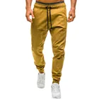 Мужские желтые однотонные брюки, новые летние свободные повседневные эластичные штаны, брюки белья для мужчин из полиэстера и хлопка с ремешками на лодыжках, G3