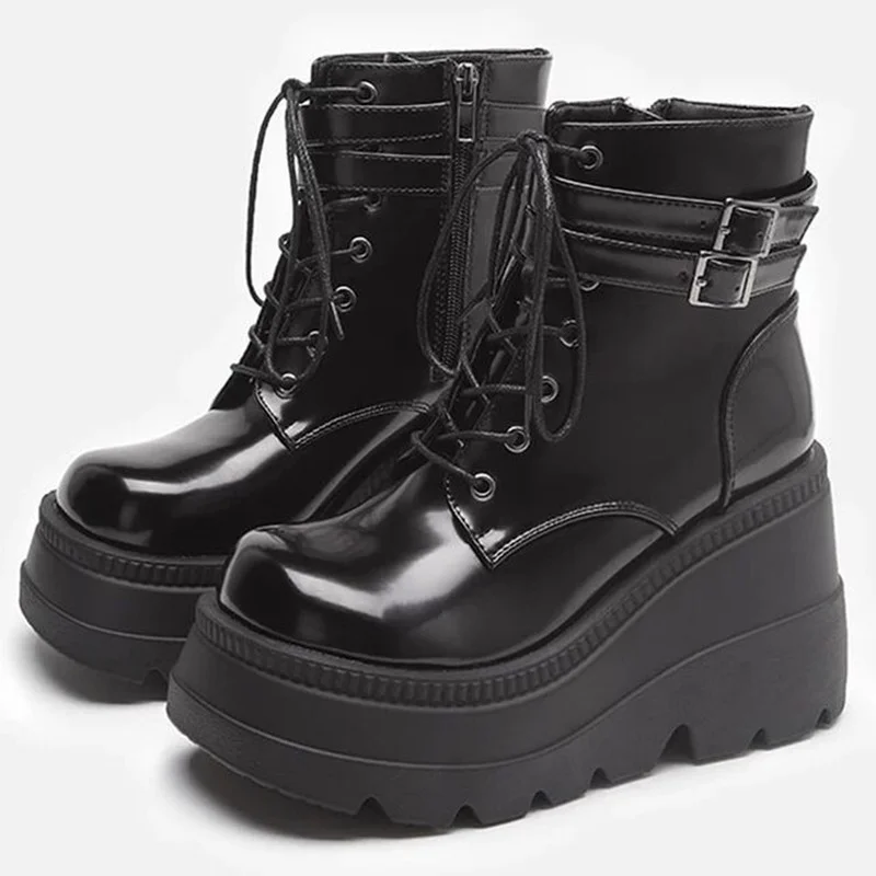 

New Fashion Buckle Belt Casual Women's Shoes, Women's Color High-top Comfortable Boots, Fashion Boots, Large Size Women's Shoes