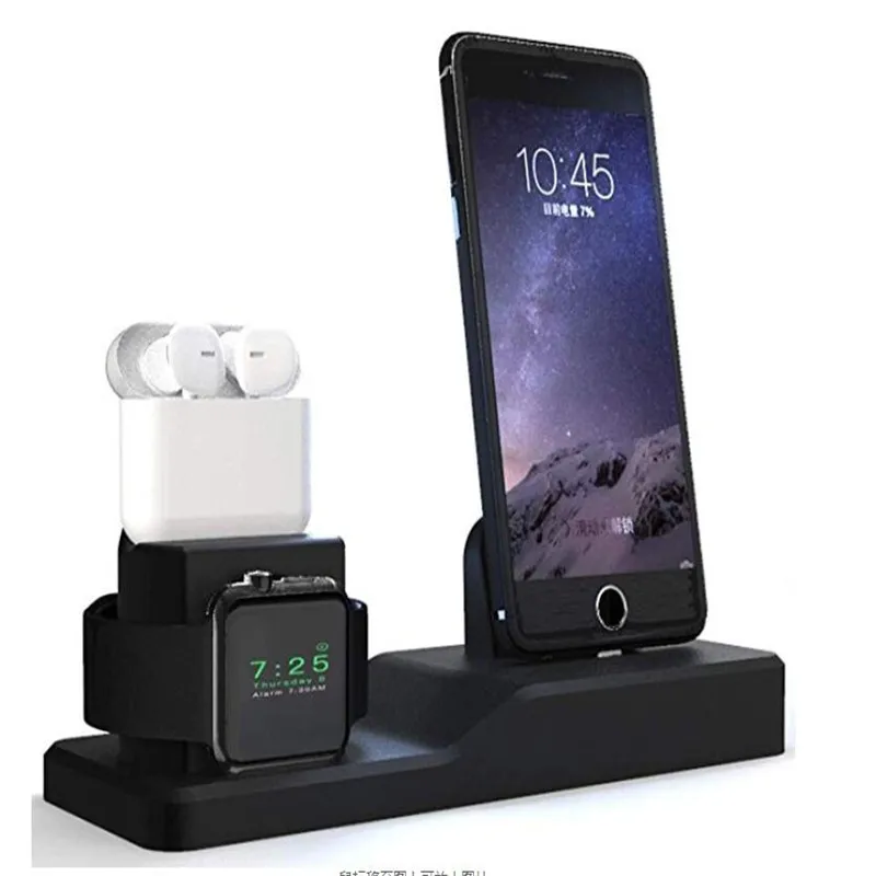 3 в 1 зарядная док-станция держатель для Iphone X XR 8 Iphone 8 Iphone 7 Iphone 6 силиконовая зарядная подставка Док-станция 4 3 2 для Airpods